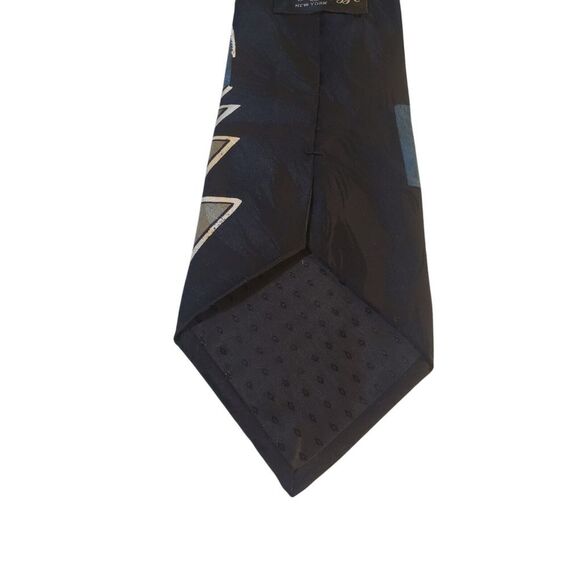 Chez Roffe New York Mens Tie Necktie Designer Luxury Black Teal Blue Abstract - Picture 6 of 12